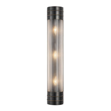 Load image into Gallery viewer, Willard Vanity Wall Light in Urban Bronze/Clear Prismatic Glass (3-Light).
