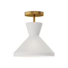 Load image into Gallery viewer, Betty Semi Flush Mount Ceiling Light in Aged Gold.
