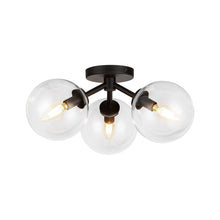 Load image into Gallery viewer, Cassia Semi Flush Mount Ceiling Light in Matte Black/Clear Glass.
