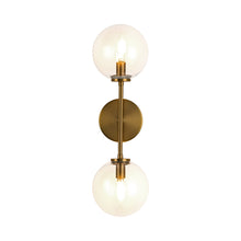 Load image into Gallery viewer, Cassia Wall Light in Aged Gold/Clear Glass (2-Light).
