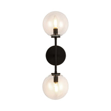 Load image into Gallery viewer, Cassia Wall Light in Matte Black/Clear Glass (2-Light).
