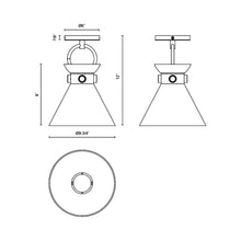 Load image into Gallery viewer, Emerson Semi Flush Mount Ceiling Light - line drawing.
