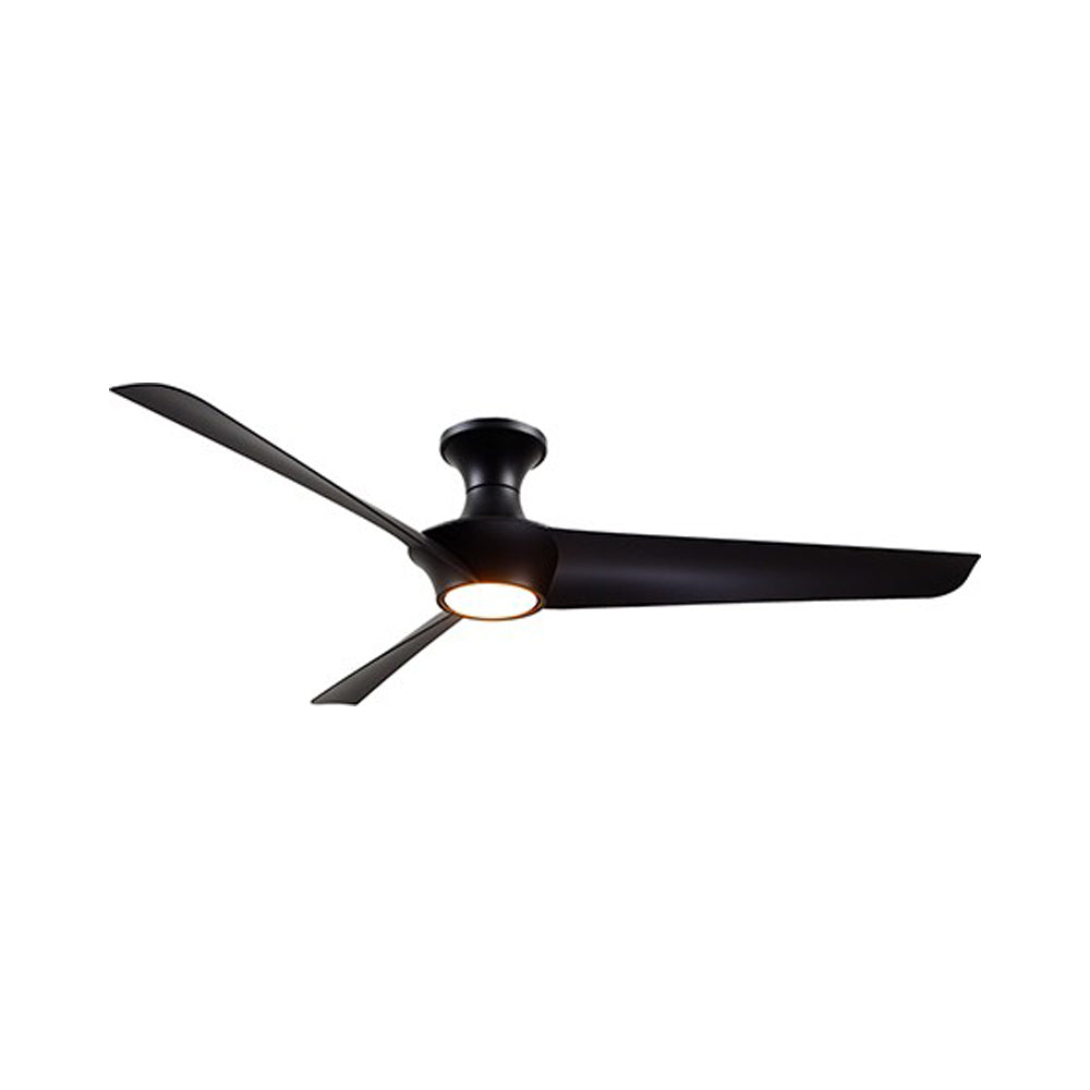 Emiko LED Flush Mount Ceiling Fan in Matte Black.