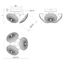 Load image into Gallery viewer, Hera LED Flush Mount Ceiling Light - line drawing.
