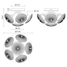 Load image into Gallery viewer, Hera LED Flush Mount Ceiling Light - line drawing.
