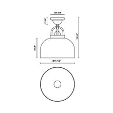 Load image into Gallery viewer, Lancaster Semi Flush Mount Ceiling Light - line drawing.
