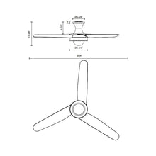 Load image into Gallery viewer, Rubio LED Flush Mount Ceiling Fan - line drawing.
