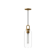 Load image into Gallery viewer, Soji Pendant Light in Aged Gold/Clear Glass (Small).
