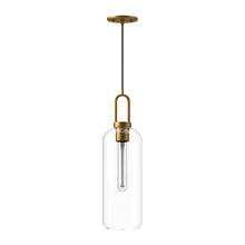 Load image into Gallery viewer, Soji Pendant Light in Aged Gold/Clear Glass (Large).

