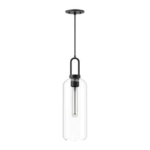 Load image into Gallery viewer, Soji Pendant Light in Matte Black/Clear Glass (Large).
