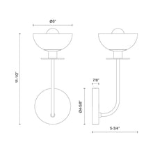 Load image into Gallery viewer, Sylvia 1-Light Bath Wall Light - line drawing.
