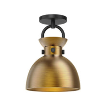 Load image into Gallery viewer, Waldo Semi Flush Mount Ceiling Light in Matte Black/Aged Gold.
