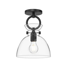Load image into Gallery viewer, Waldo Semi Flush Mount Ceiling Light in Matte Black/Clear Glass.
