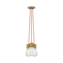 Load image into Gallery viewer, Alva 3-Light LED Pendant Light in Orange/Aged Brass.
