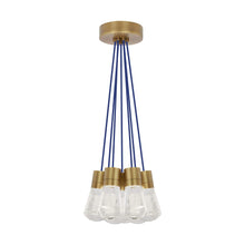 Load image into Gallery viewer, Alva 7-Light LED Pendant Light in Aged Brass/Blue.
