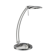 Load image into Gallery viewer, Dessau Arch LED Table Lamp in Satin Nickel.
