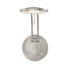 Load image into Gallery viewer, Dessau Arch LED Wall Light in Satin Nickel.
