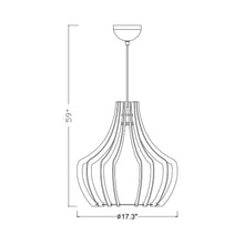 Load image into Gallery viewer, Wood Pendant Light with Tapered Round Shade - line drawing.
