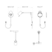 Load image into Gallery viewer, Ascoli Swing Plug-In Wall Light - line drawing.
