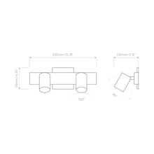 Load image into Gallery viewer, Ascoli Twin Semi Flush Ceiling Light - line drawing.
