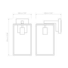 Load image into Gallery viewer, Box Lantern Outdoor Wall Light - line drawing.
