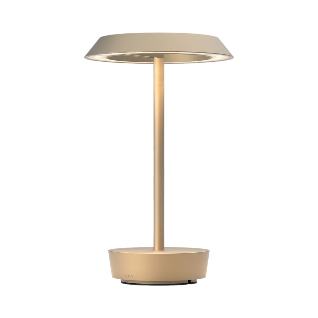 Halo LED Portable Table Lamp in Light Bronze.