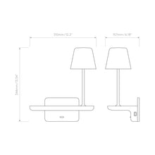 Load image into Gallery viewer, Ito Wall Light With Charging Shelf - line drawing.
