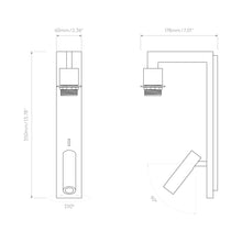 Load image into Gallery viewer, Ravello LED Reader Wall Light - line drawing.
