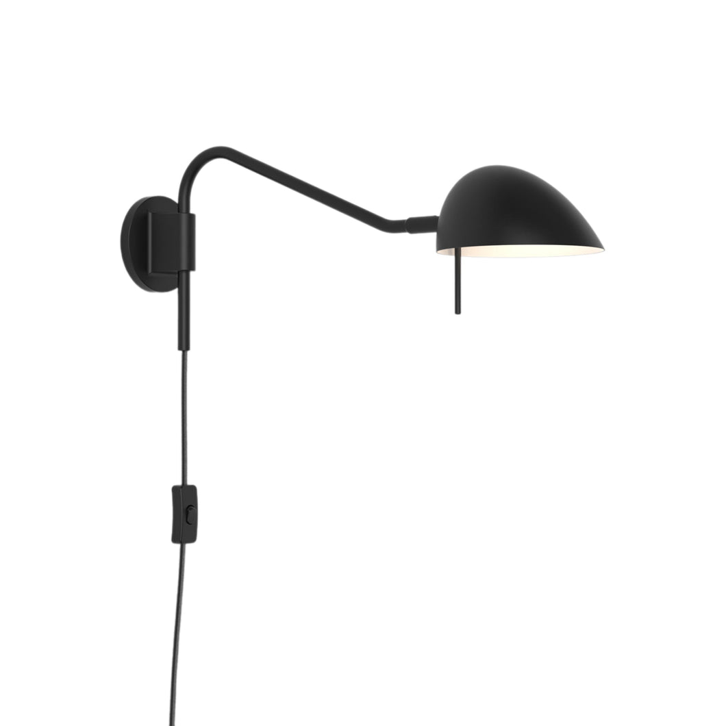 Serge Plug-In Wall Light in Matt Black.