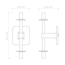 Load image into Gallery viewer, Tacoma Twin LED Wall Light - line drawing.
