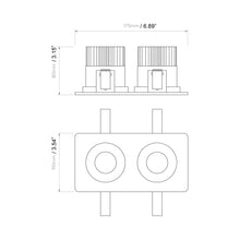 Load image into Gallery viewer, Vetro Twin LED Recessed Light - line drawing.
