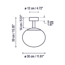 Load image into Gallery viewer, Elipse Outdoor Semi Flush Mount Ceiling Light - line drawing.
