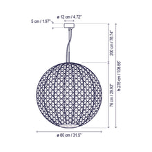 Load image into Gallery viewer, Nans Outdoor Sphere LED Pendant Light - line drawing.
