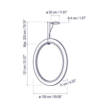 Load image into Gallery viewer, Roda LED Vertical Pendant Light - line drawing.
