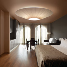 Load image into Gallery viewer, Siam Semi Flush Mount Ceiling Light in bedroom.
