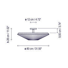 Load image into Gallery viewer, Siam Semi Flush Mount Ceiling Light - line drawing.
