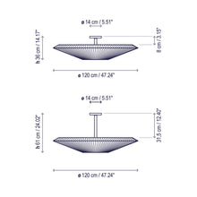 Load image into Gallery viewer, Siam Semi Flush Mount Ceiling Light - line drawing.
