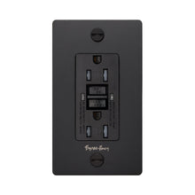 Load image into Gallery viewer, 1G Duplex GFCI Outlet in Black (Logo).
