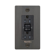 Load image into Gallery viewer, 1G Duplex GFCI Outlet in Smoked Bronze (Logo).
