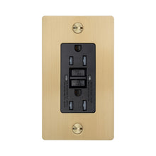 Load image into Gallery viewer, 1G Duplex GFCI Outlet in Brass (Without Logo).
