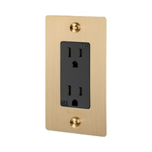 Load image into Gallery viewer, 1G Duplex Outlet in Brass (Logo).
