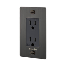 Load image into Gallery viewer, 1G Duplex Outlet in Smoked Bronze (Logo).
