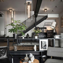 Load image into Gallery viewer, Caged Flush Mount Ceiling Light in living room.
