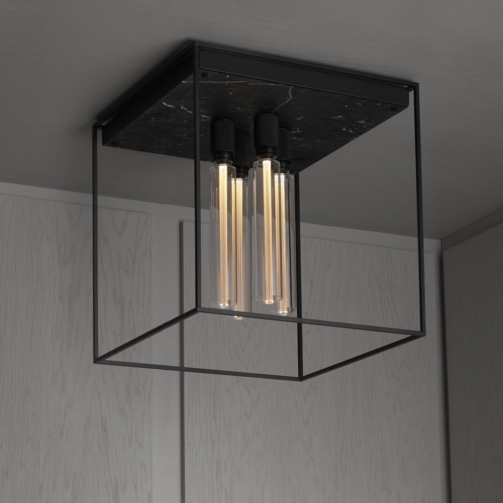 Caged Multi Light Flush Mount Ceiling Light in Black (4-Light).