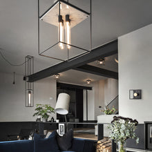 Load image into Gallery viewer, Caged Multi Light Flush Mount Ceiling Light in living room.
