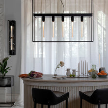 Load image into Gallery viewer, Caged Multi Light Flush Mount Ceiling Light in dining room.
