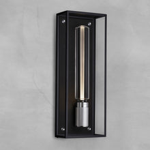 Load image into Gallery viewer, Caged Outdoor Wall Light in Black/Steel.

