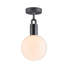 Load image into Gallery viewer, Forked Semi Flush Mount Ceiling Light in Gun Metal/Opal (Medium).
