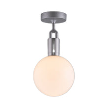 Load image into Gallery viewer, Forked Semi Flush Mount Ceiling Light in Steel/Opal (Medium).
