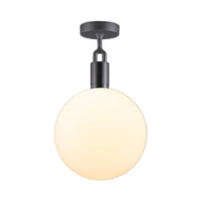 Load image into Gallery viewer, Forked Semi Flush Mount Ceiling Light in Gun Metal/Opal (Large).
